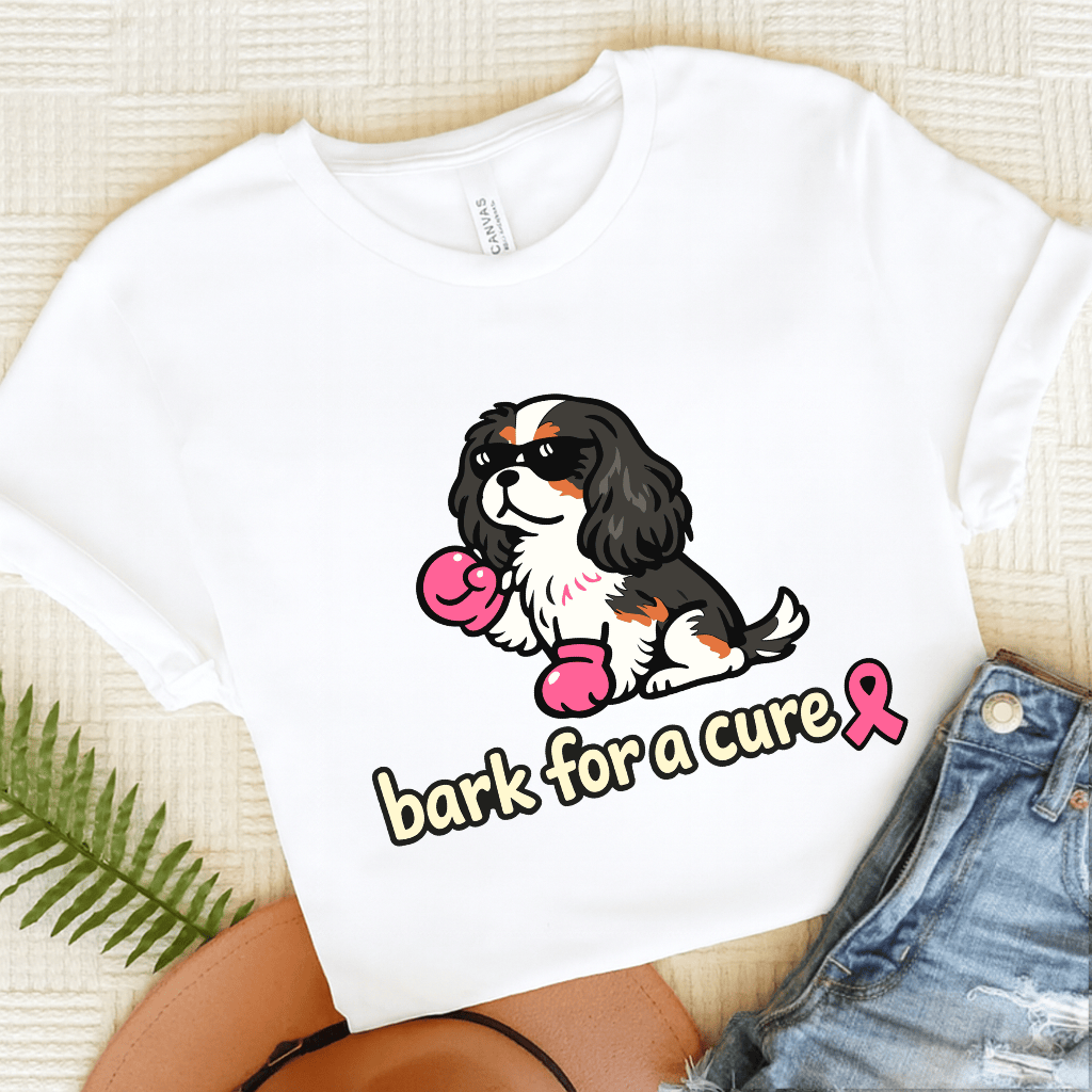 Personalized Cavalier Fight Cancer Unisex TShirt White