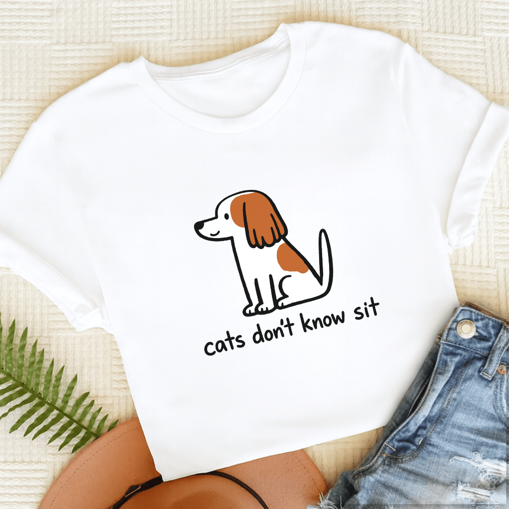 Personalized Cavalier Funny Cats Don't Know Unisex TShirt White
