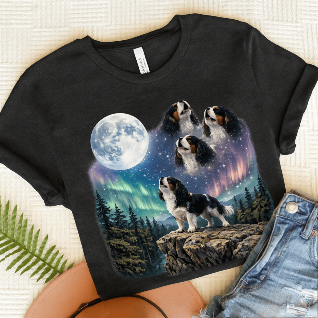 Personalized Cavalier Galaxy Unisex TShirt Dark Grey Heather