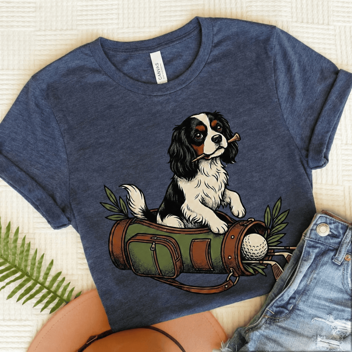 Personalized Cavalier Golf Cart Unisex TShirt Heather Navy