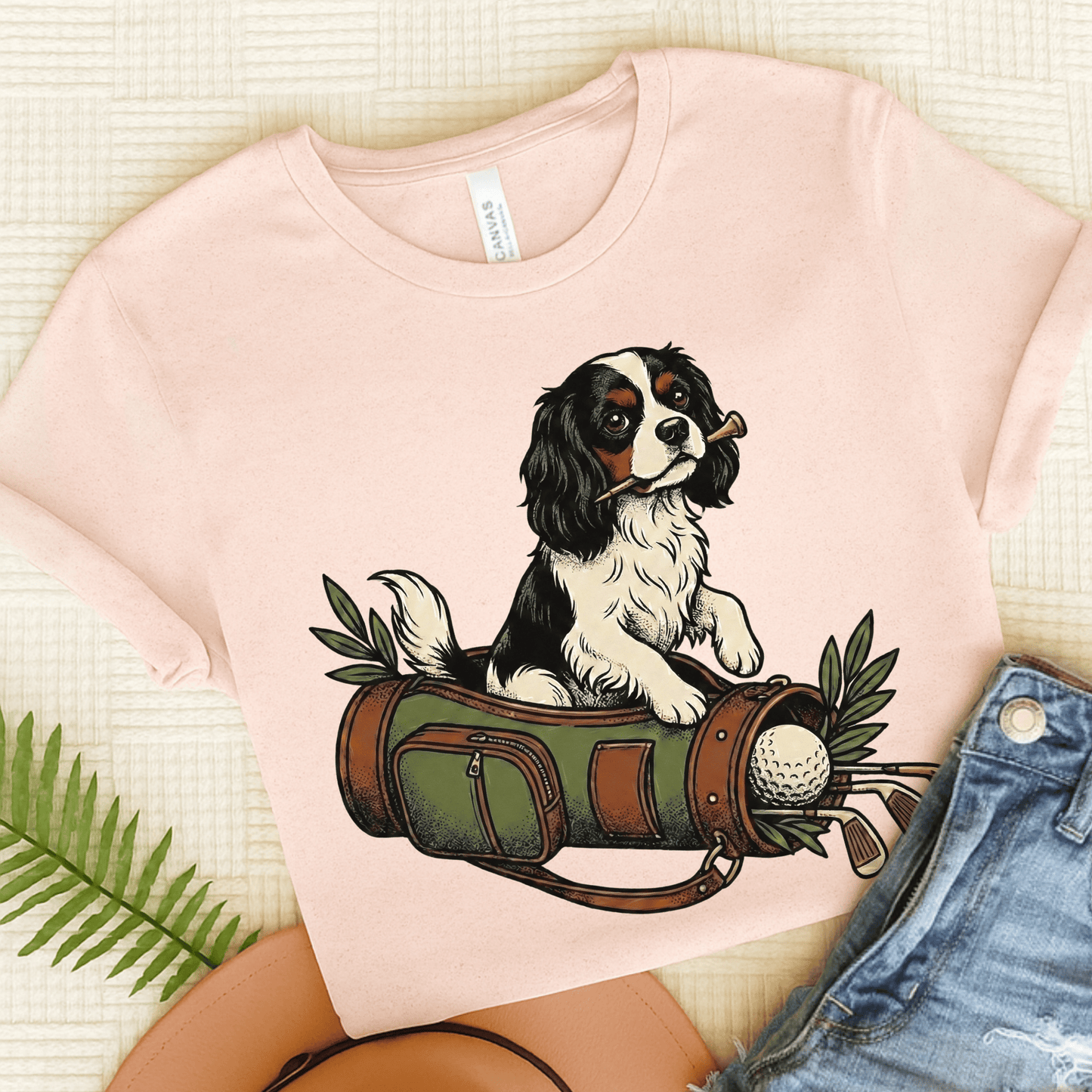 Personalized Cavalier Golf Cart Unisex TShirt Soft Pink