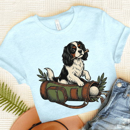 Personalized Cavalier Golf Cart Unisex TShirt Heather Ice Blue