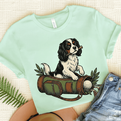 Personalized Cavalier Golf Cart Unisex TShirt Heather Mint