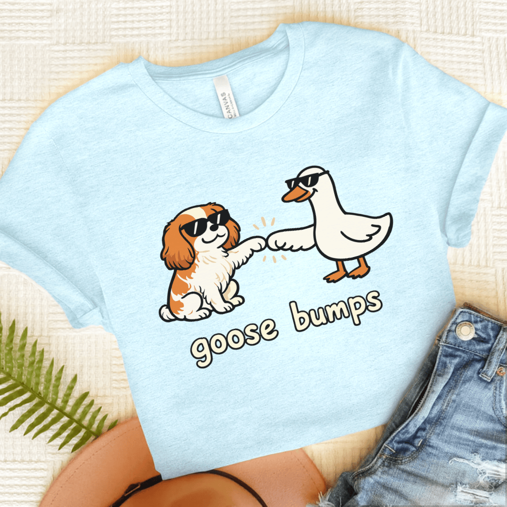 Personalized Cavalier Goose Bumps Unisex TShirt Heather Ice Blue