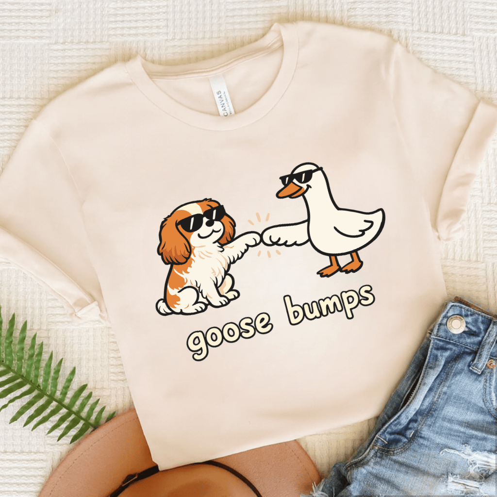 Personalized Cavalier Goose Bumps Unisex TShirt Natural