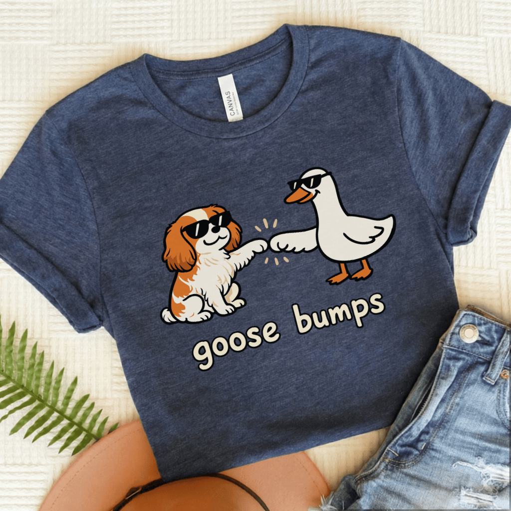 Personalized Cavalier Goose Bumps Unisex TShirt Heather Navy