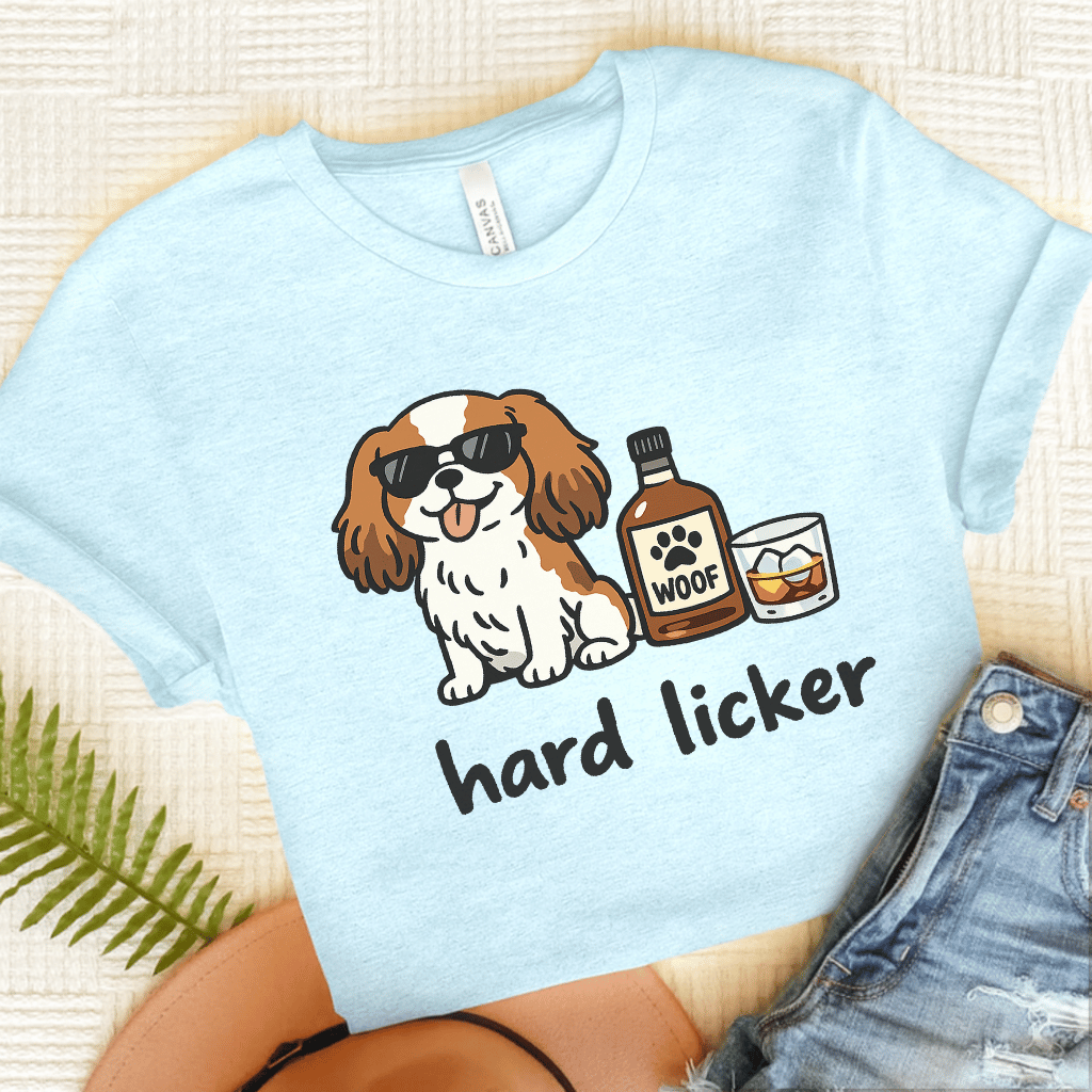 Personalized Cavalier Hard Licker Unisex TShirt Heather Ice Blue