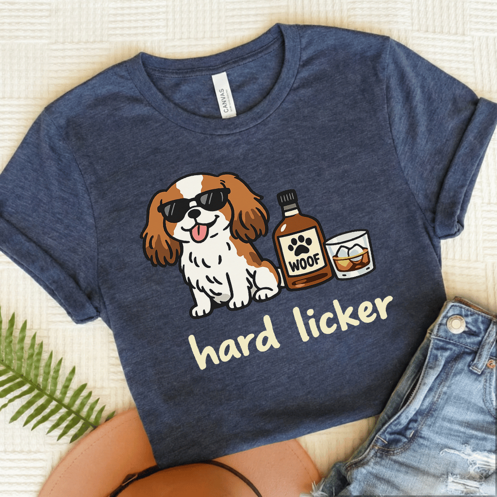 Personalized Cavalier Hard Licker Unisex TShirt Heather Navy