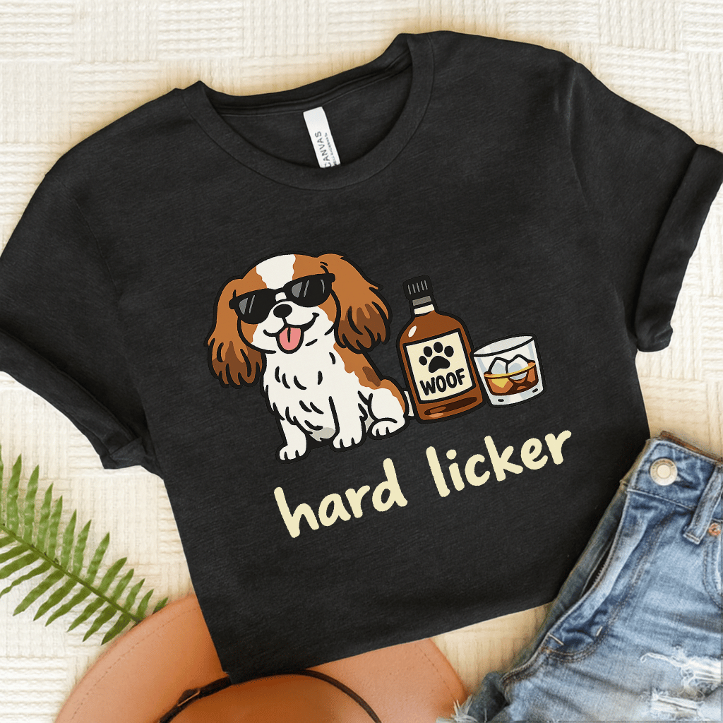 Personalized Cavalier Hard Licker Unisex TShirt Dark Grey Heather