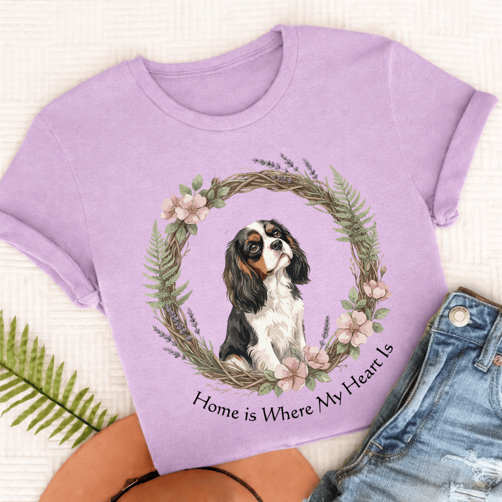 Personalized Cavalier Heart Country Unisex TShirt Comfort Colors Orchid