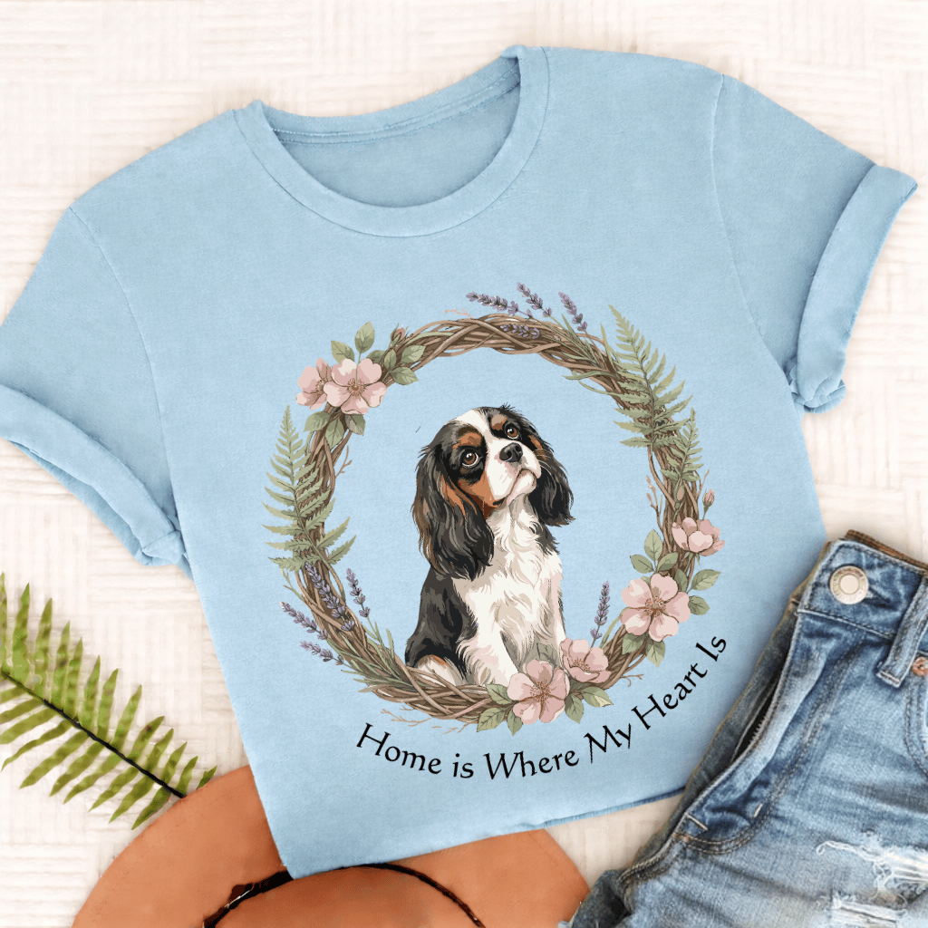 Personalized Cavalier Heart Country Unisex TShirt Comfort Colors Chambray