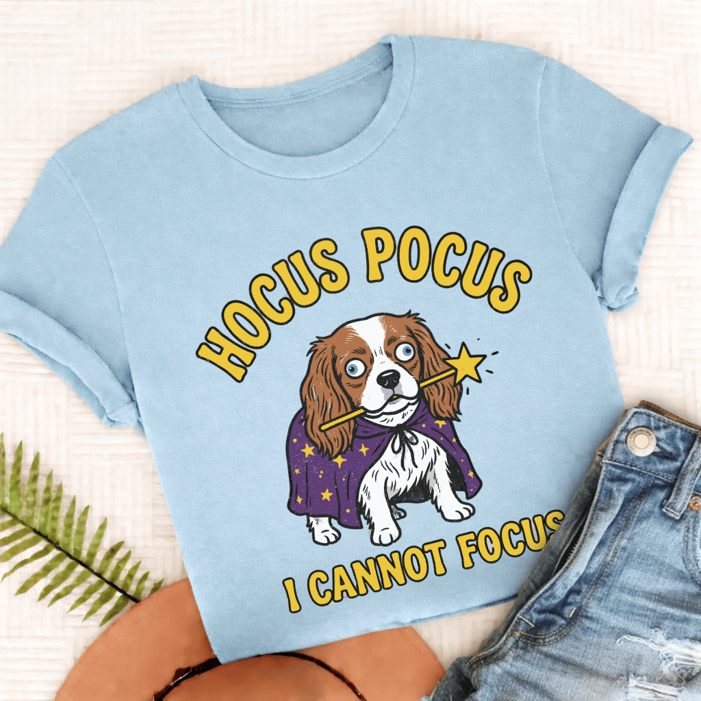 Personalized Cavalier Hocus Pocus Unisex TShirt Comfort Colors Chambray
