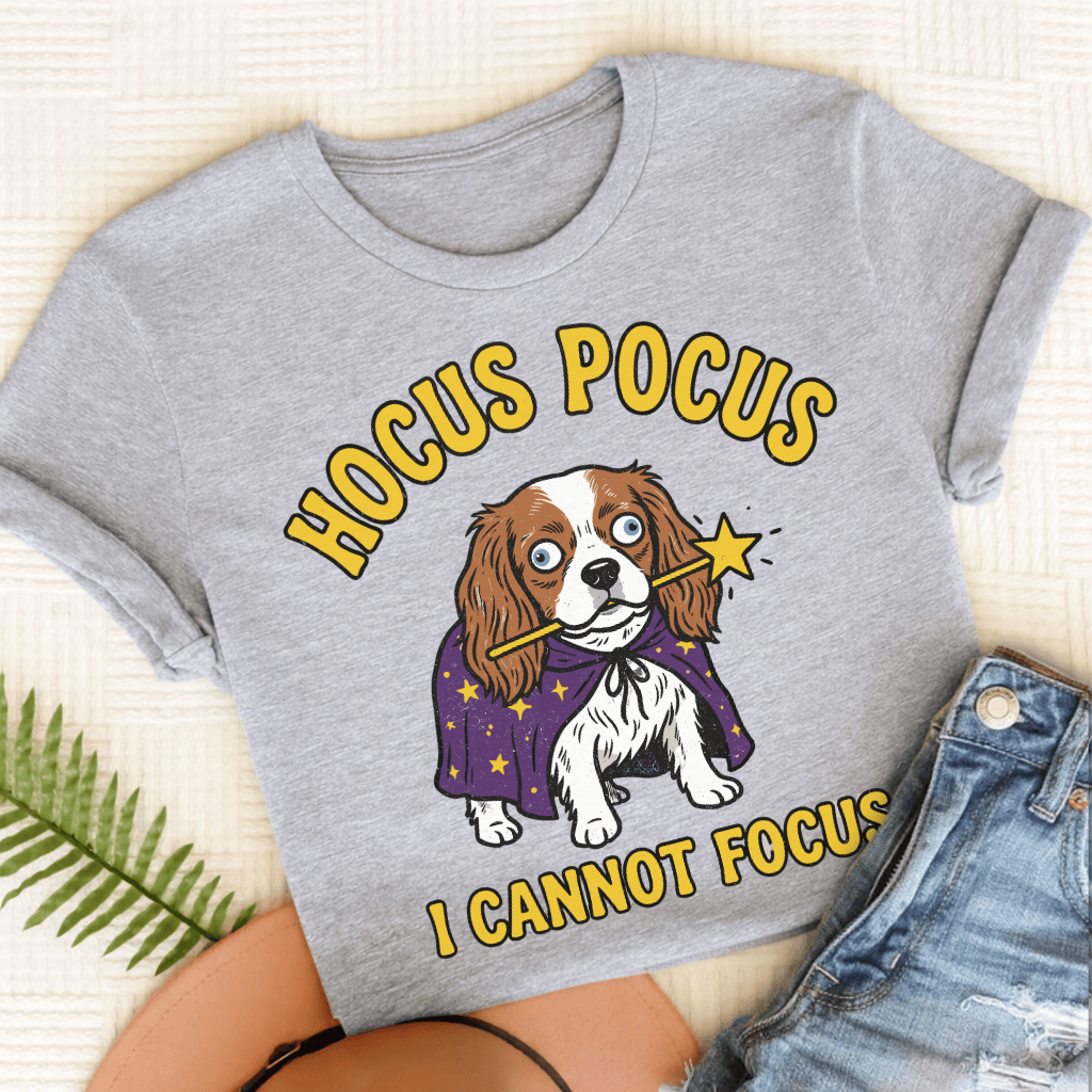Personalized Cavalier Hocus Pocus Unisex TShirt Sport Grey