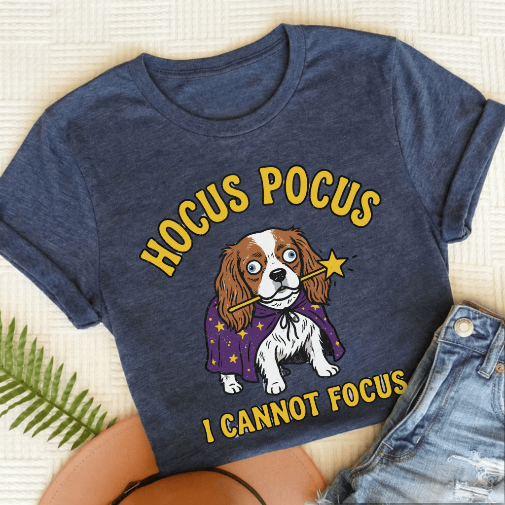 Personalized Cavalier Hocus Pocus Unisex TShirt Heather Navy