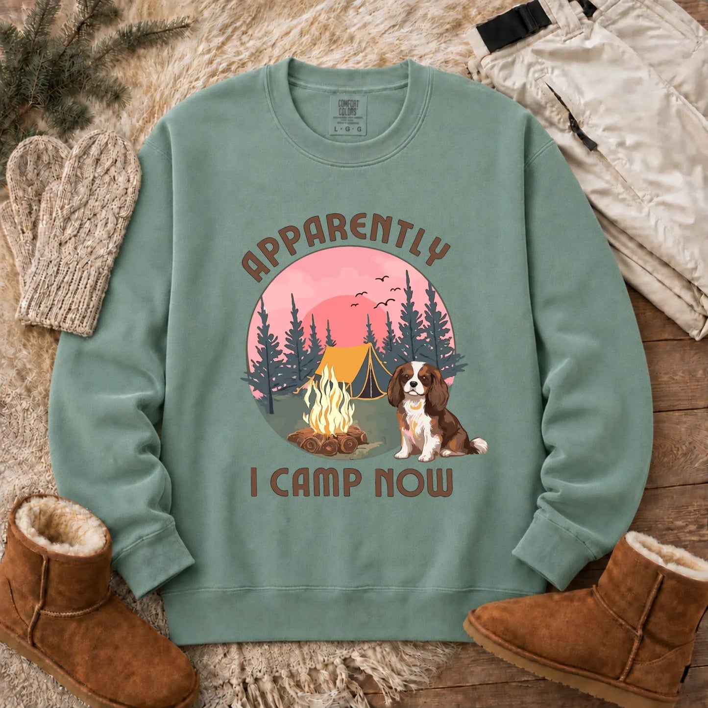 Personalized Cavalier I Camp Now Unisex Sweatshirt Light Green