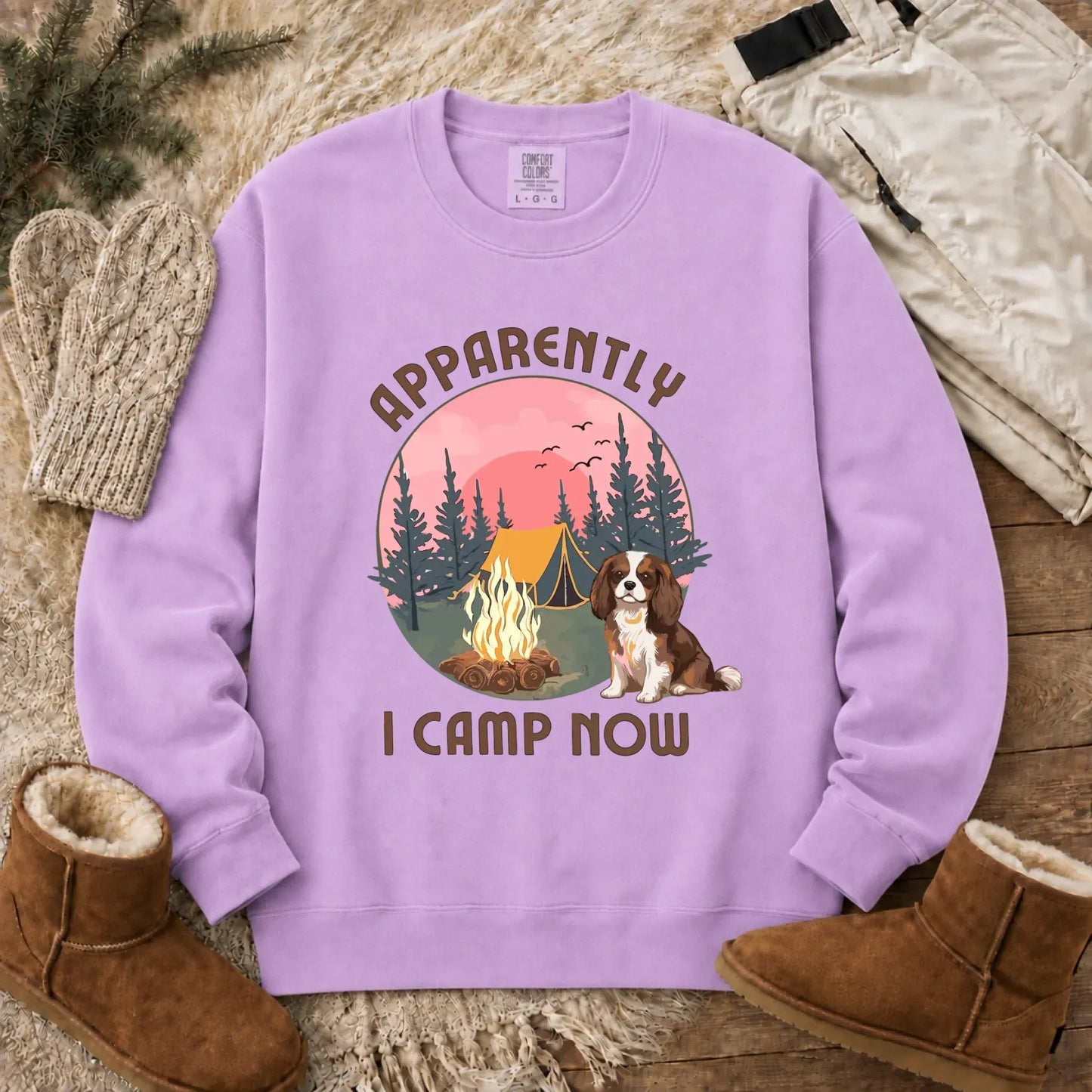 Personalized Cavalier I Camp Now Unisex Sweatshirt Orchid