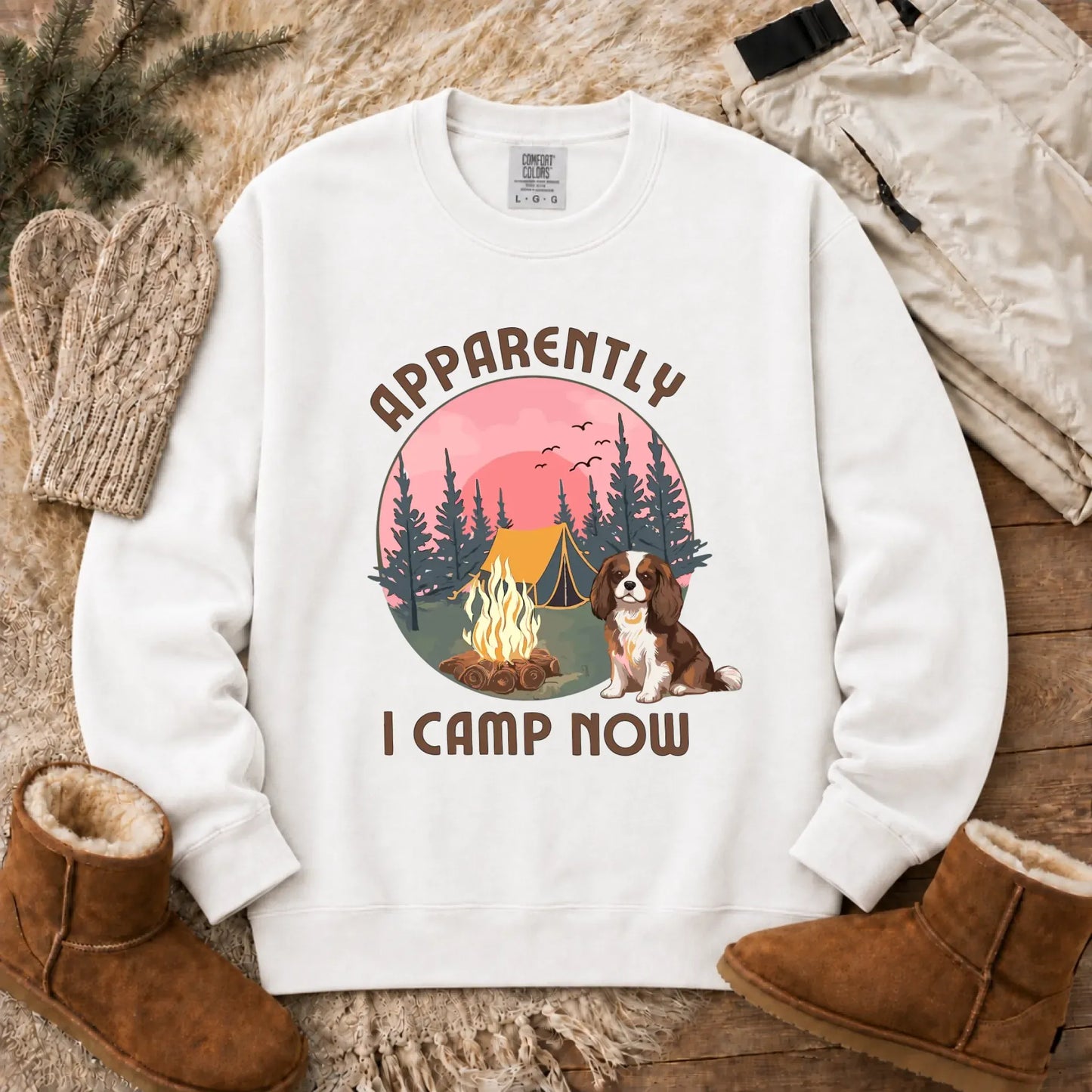 Personalized Cavalier I Camp Now Unisex Sweatshirt White
