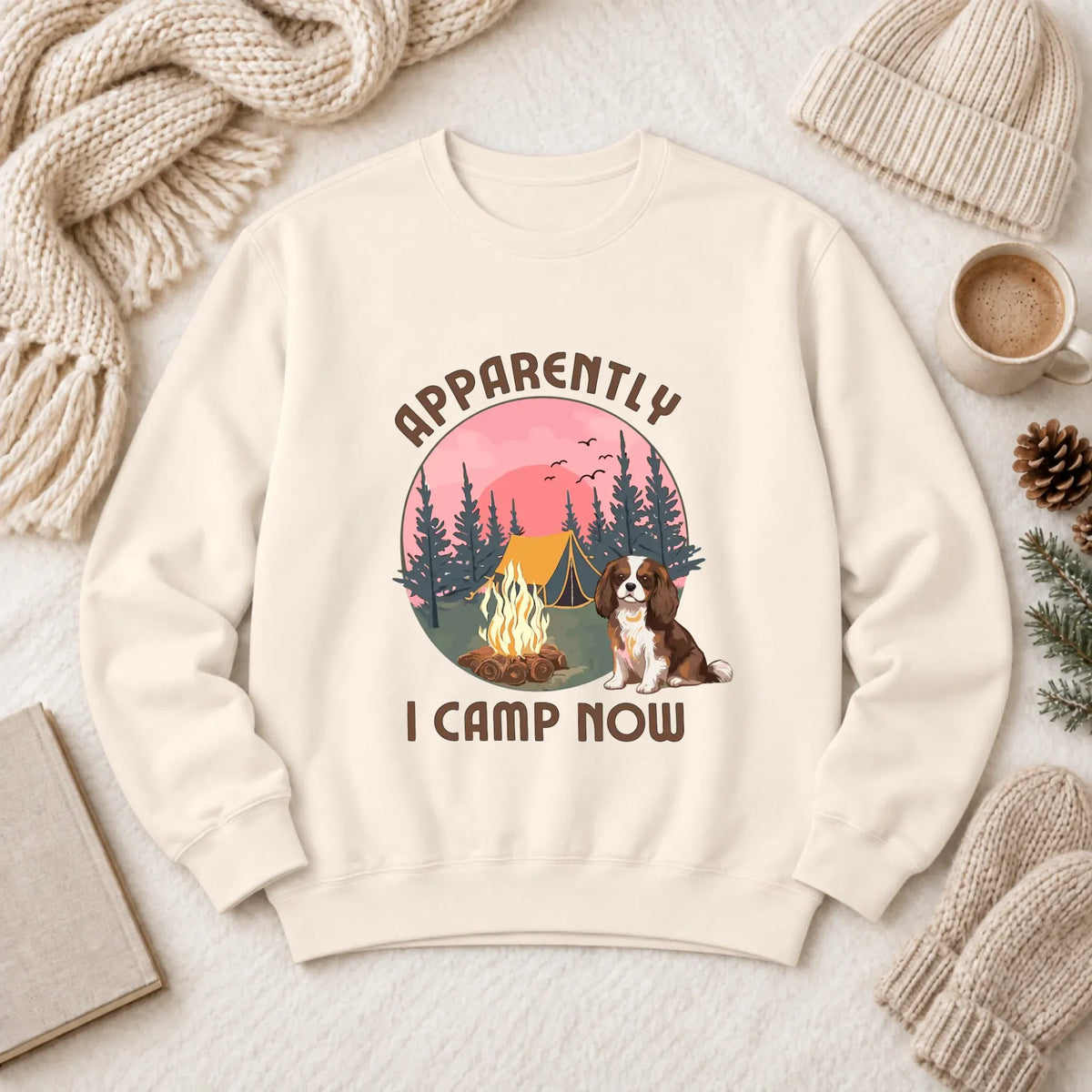 Personalized Cavalier I Camp Now Unisex Sweatshirt Ivory