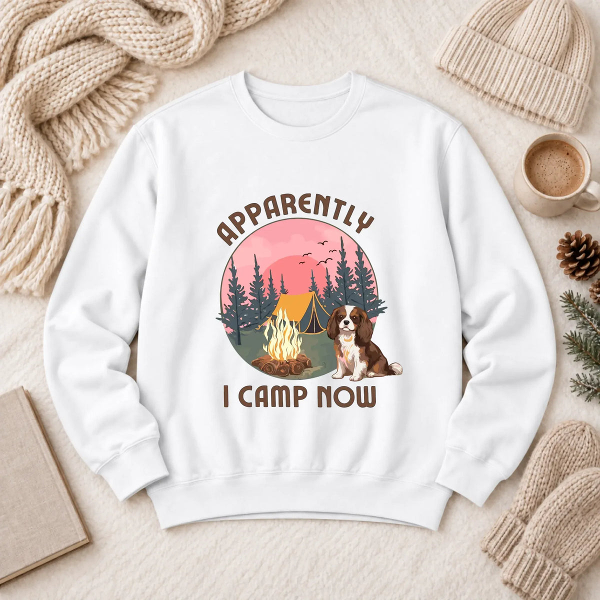 Personalized Cavalier I Camp Now Unisex Sweatshirt White
