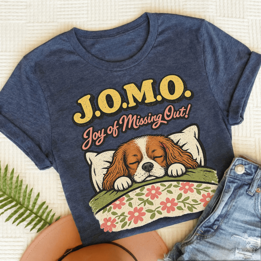 Personalized Cavalier JOMO Unisex TShirt Heather Navy