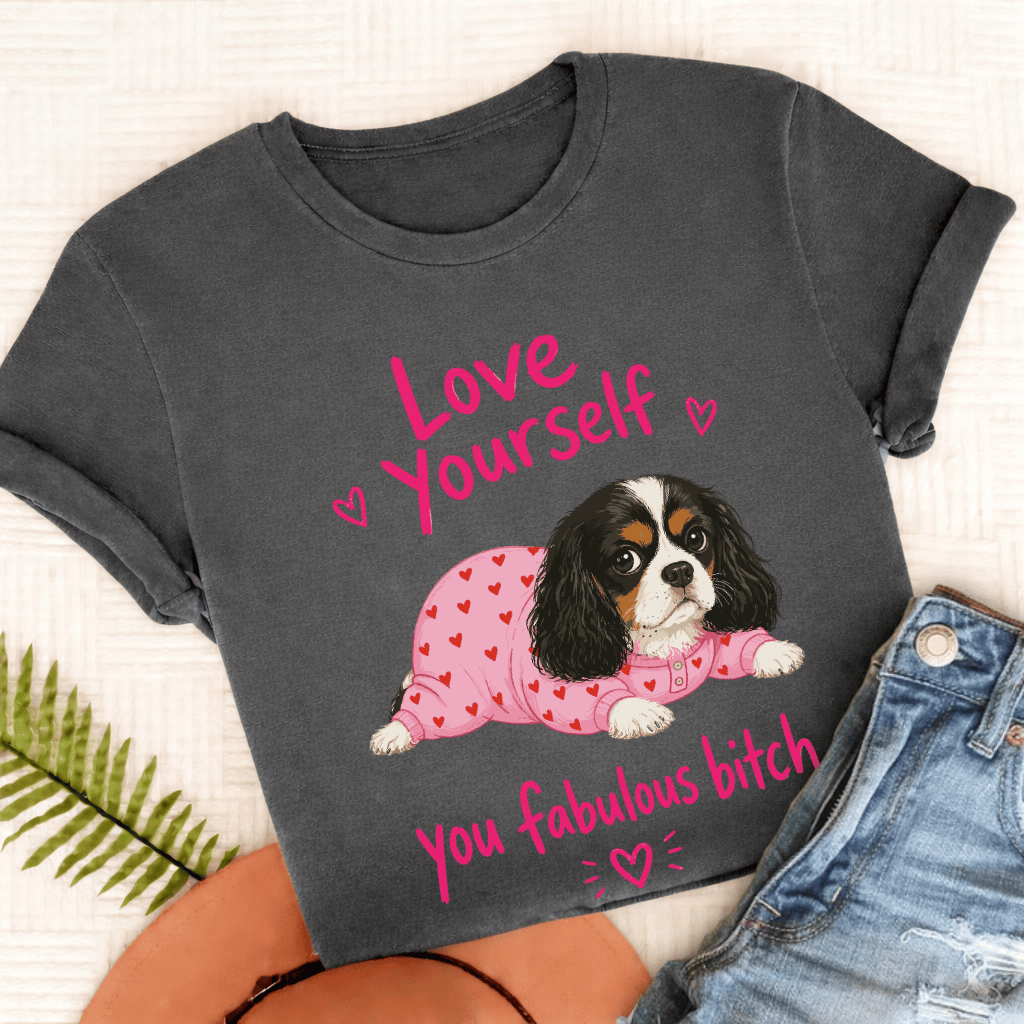 Personalized Cavalier Love Yourself Unisex TShirt Comfort Colors Pepper
