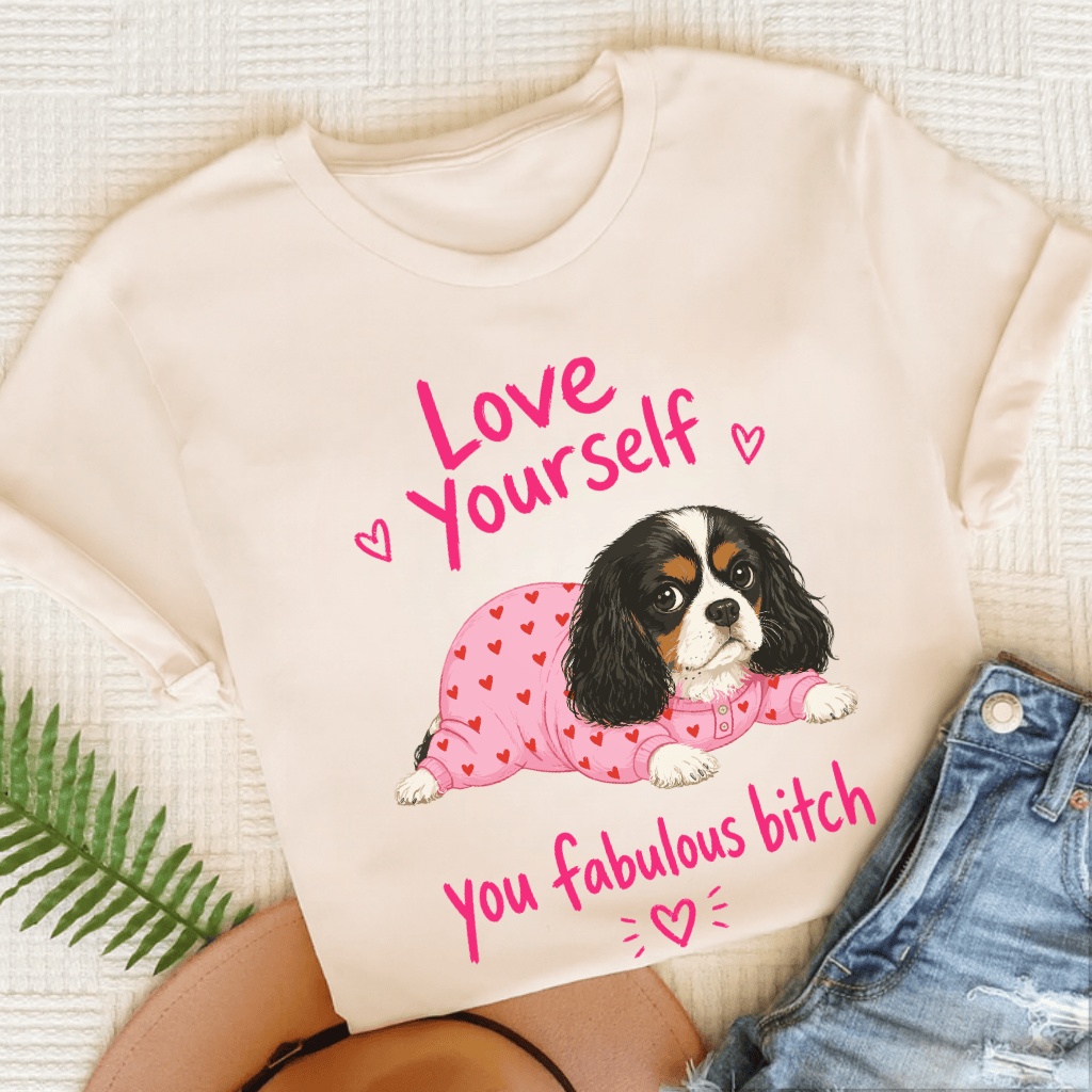 Personalized Cavalier Love Yourself Unisex TShirt Natural