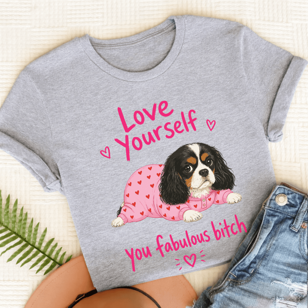 Personalized Cavalier Love Yourself Unisex TShirt Sport Grey