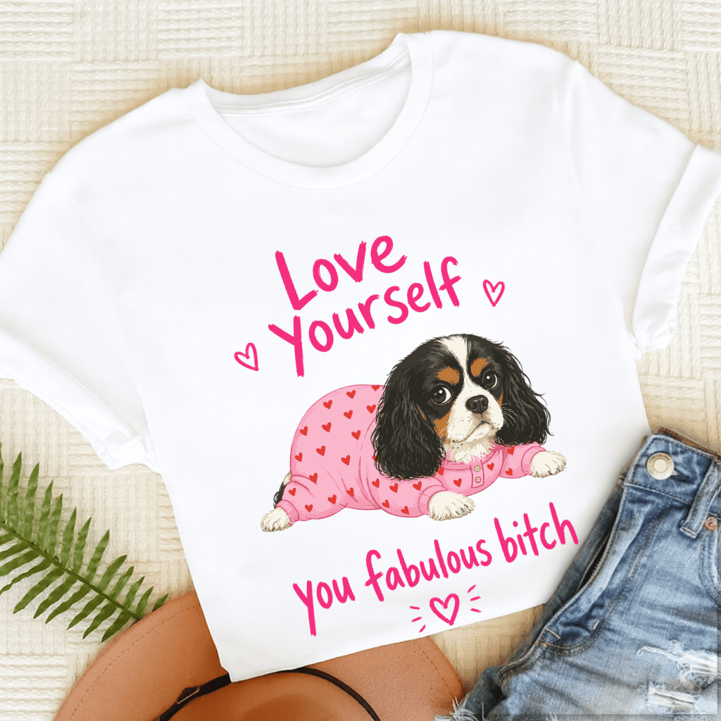 Personalized Cavalier Love Yourself Unisex TShirt White