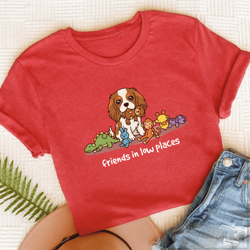 Personalized Cavalier Low Friends Unisex TShirt Heather Red
