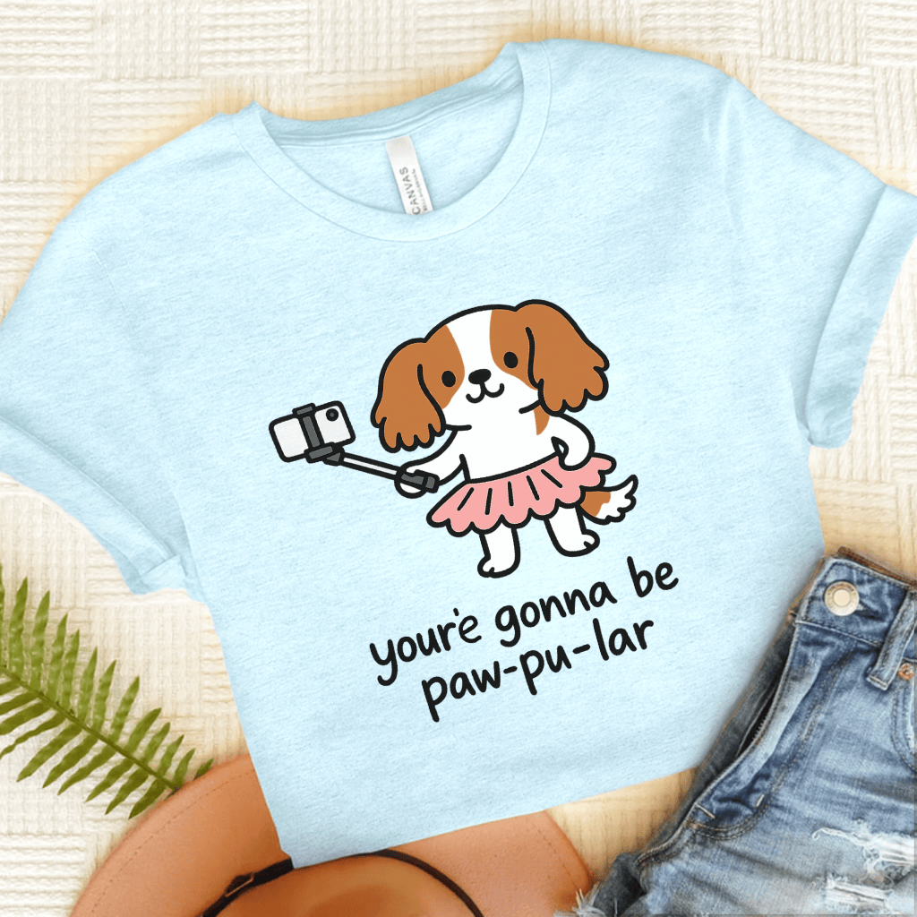 Personalized Cavalier Paw-Pu-Lar Unisex Tshirt Heather Ice Blue