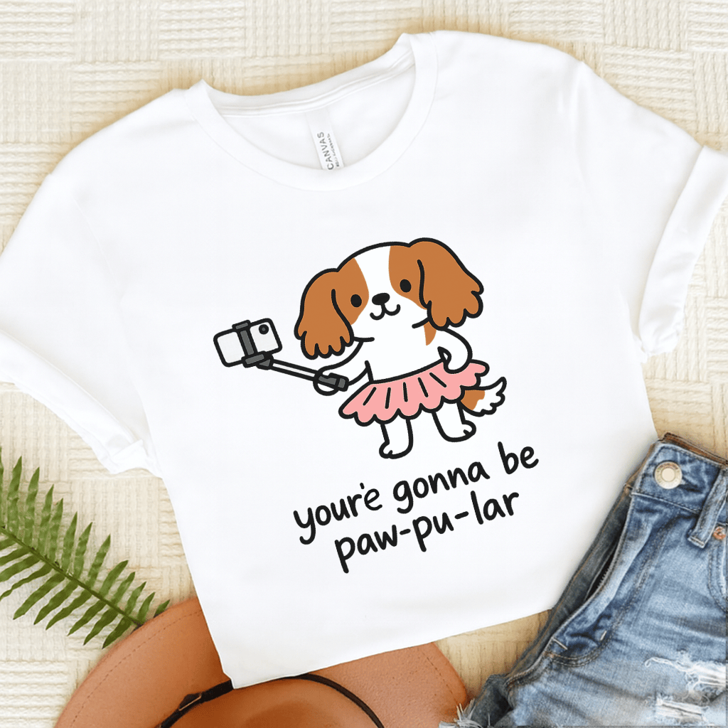 Personalized Cavalier Paw-Pu-Lar Unisex Tshirt White