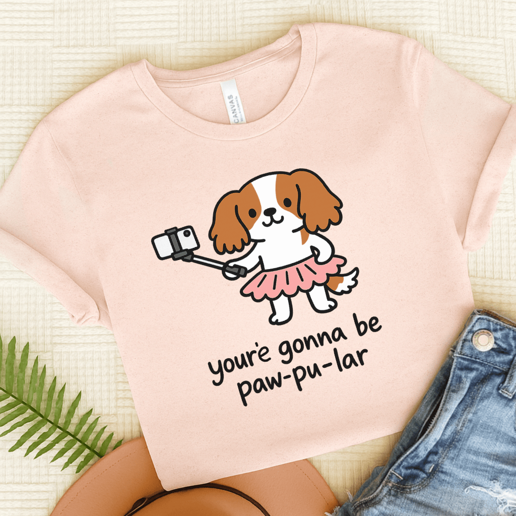 Personalized Cavalier Paw-Pu-Lar Unisex Tshirt Soft Pink