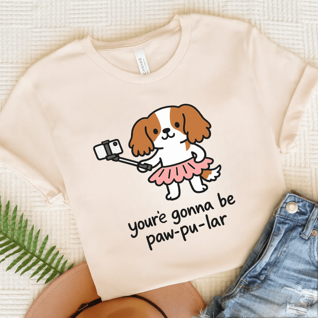 Personalized Cavalier Paw-Pu-Lar Unisex Tshirt Natural
