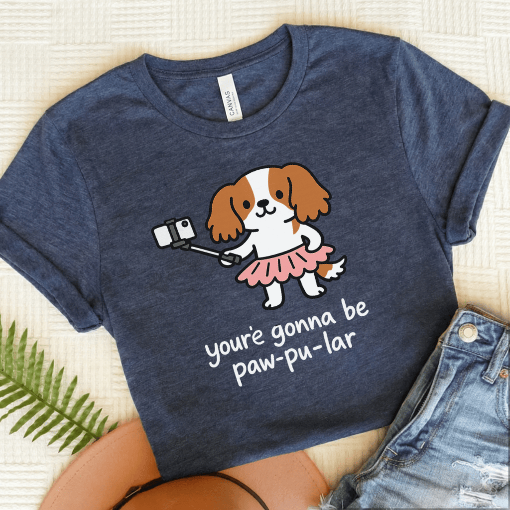 Personalized Cavalier Paw-Pu-Lar Unisex Tshirt Heather Navy