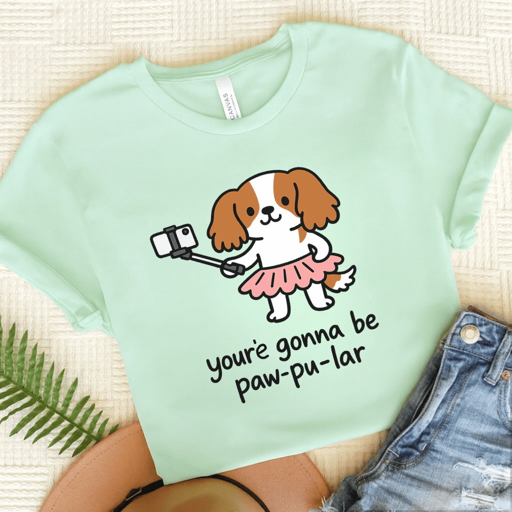 Personalized Cavalier Paw-Pu-Lar Unisex Tshirt Heather Mint