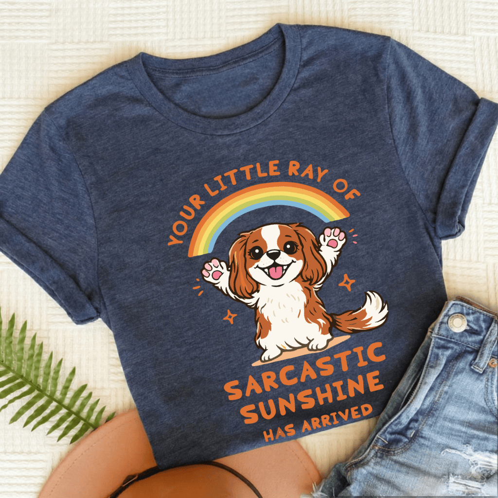 Personalized Cavalier Ray of Sunshine Unisex TShirt Heather Navy