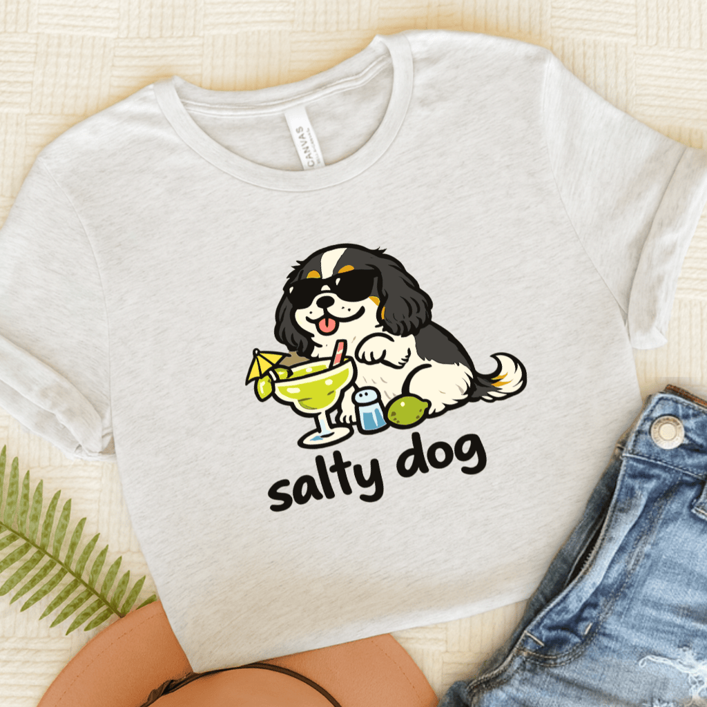 Personalized Cavalier Salty Dog Unisex TShirt Ash