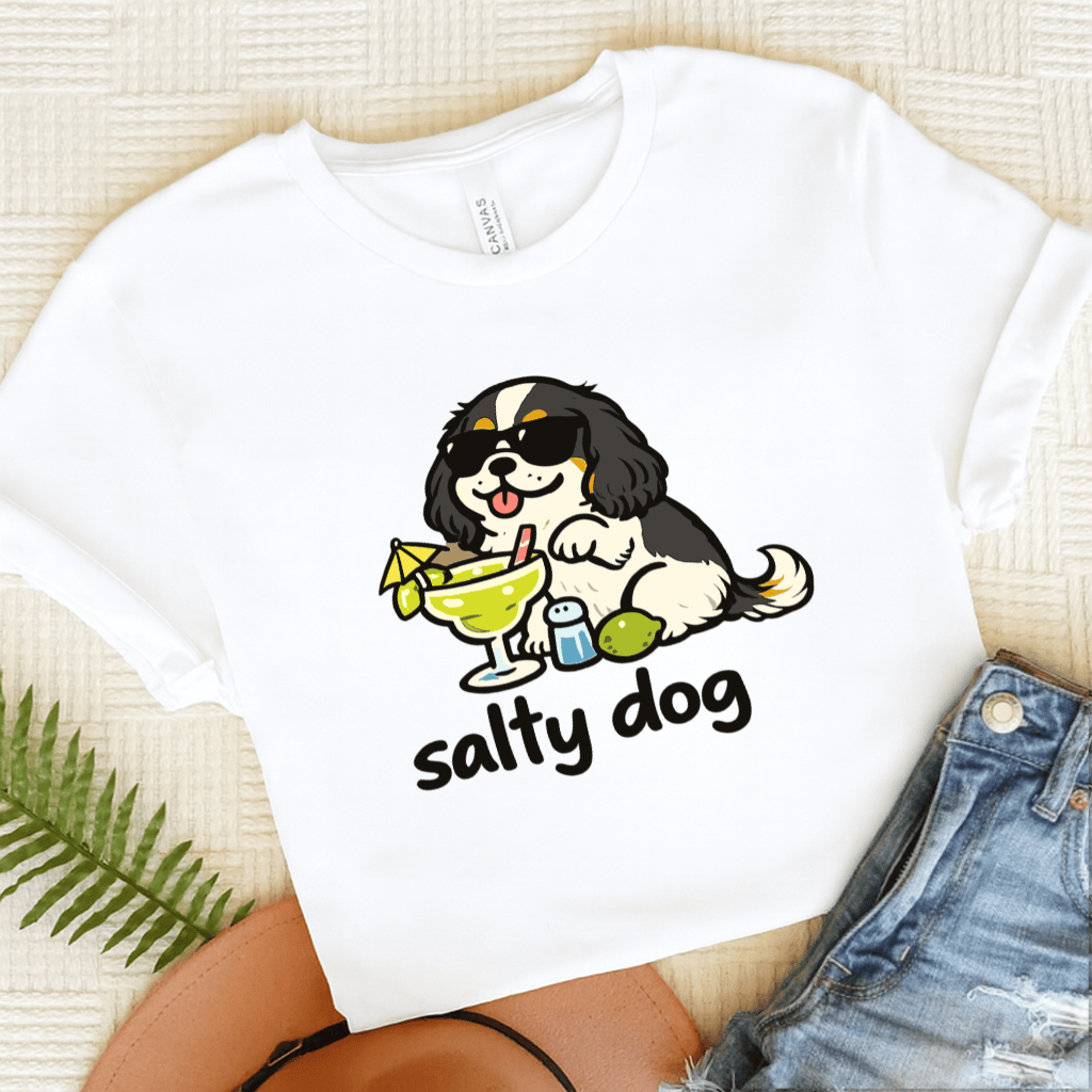 Personalized Cavalier Salty Dog Unisex TShirt White
