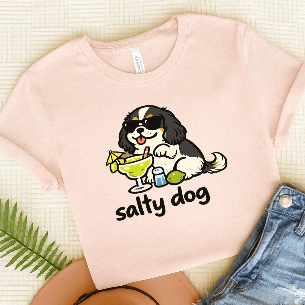 Personalized Cavalier Salty Dog Unisex TShirt Soft Pink