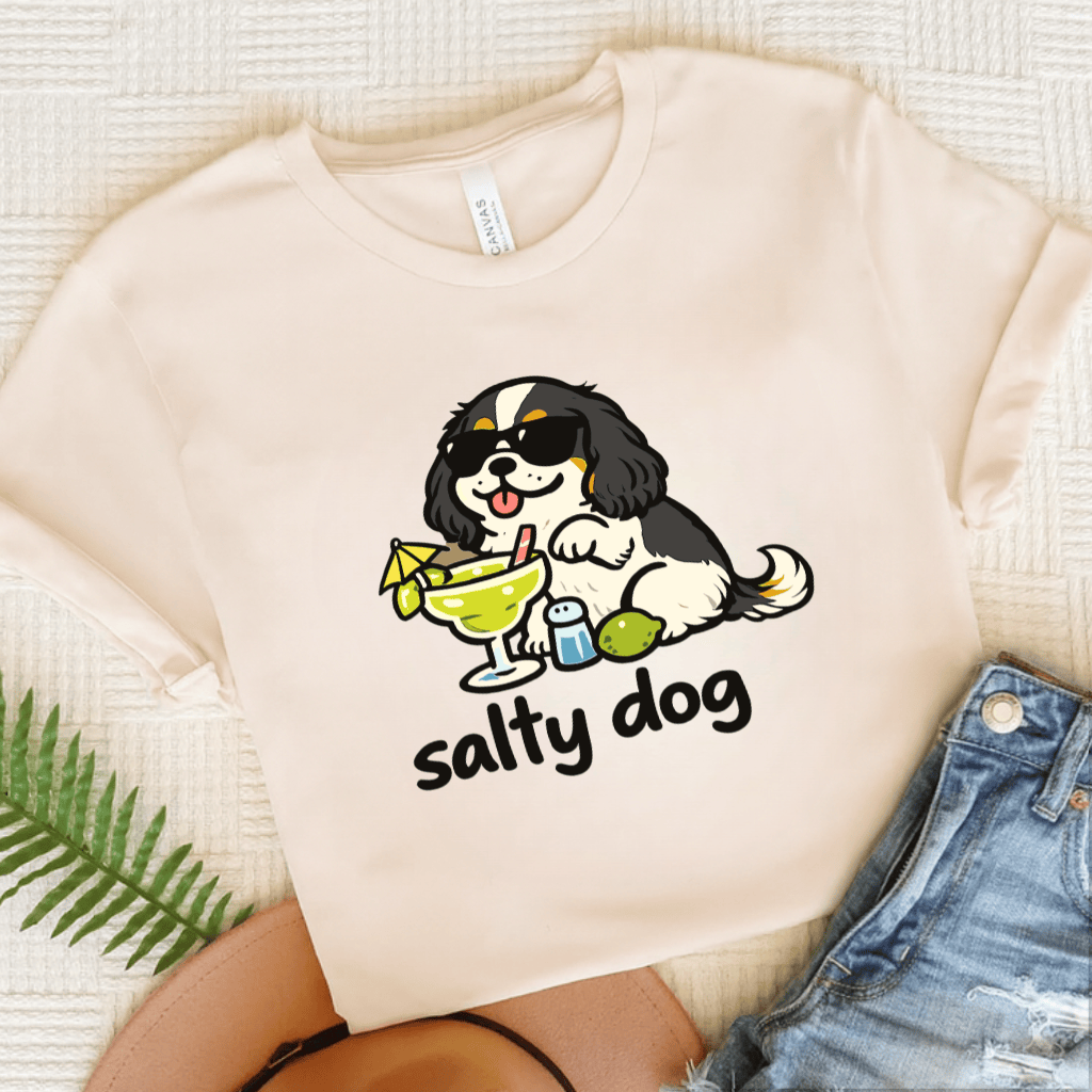 Personalized Cavalier Salty Dog Unisex TShirt Natural