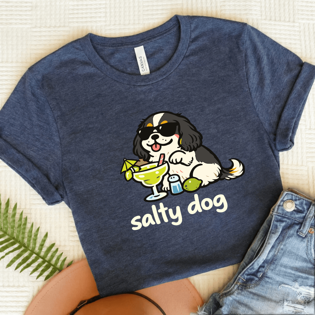 Personalized Cavalier Salty Dog Unisex TShirt Heather Navy