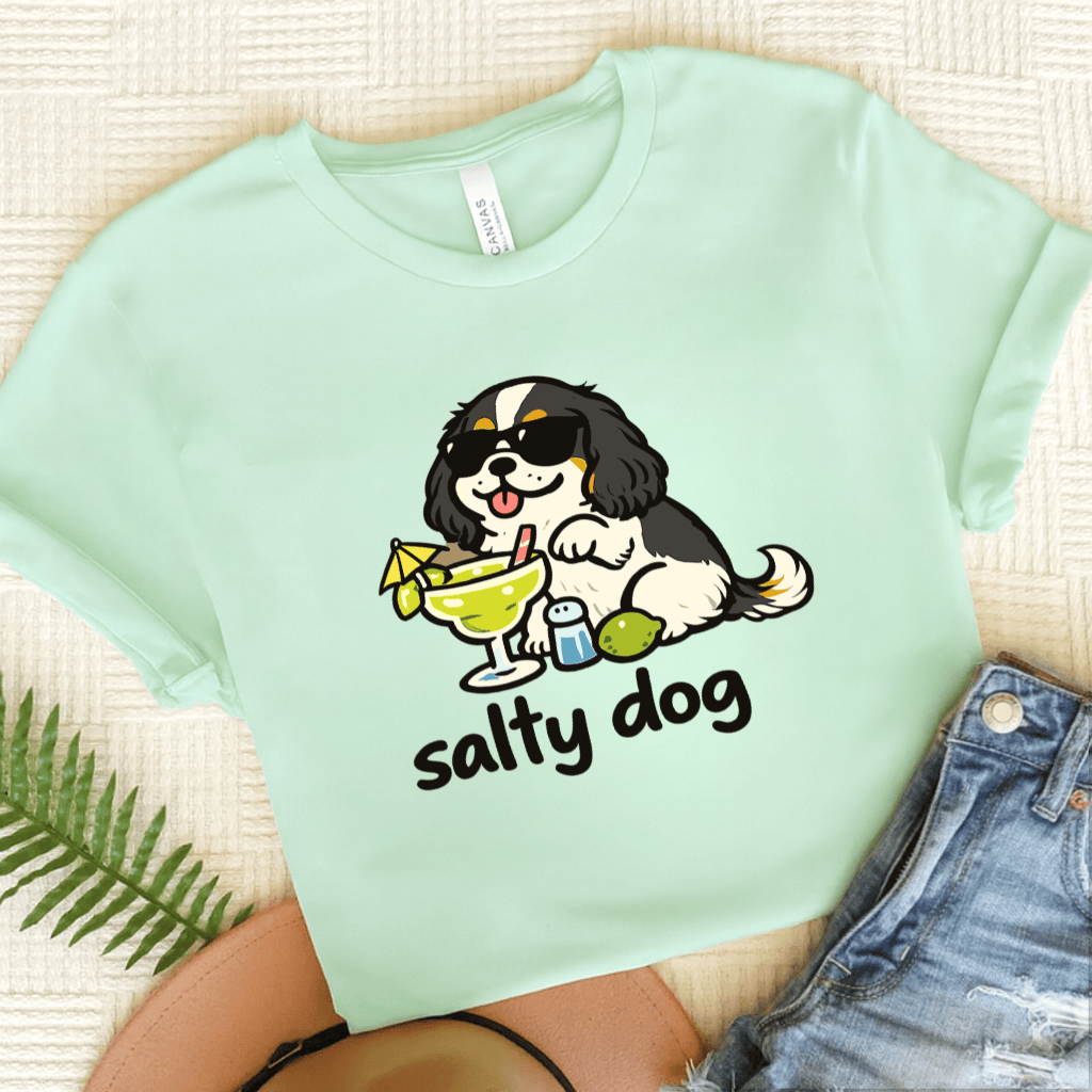 Personalized Cavalier Salty Dog Unisex TShirt Heather Mint