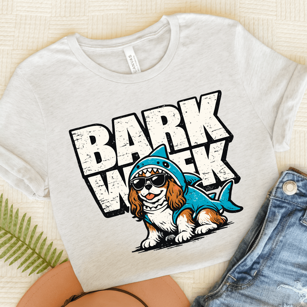 Personalized Cavalier Shark Week Unisex TShirt Ash