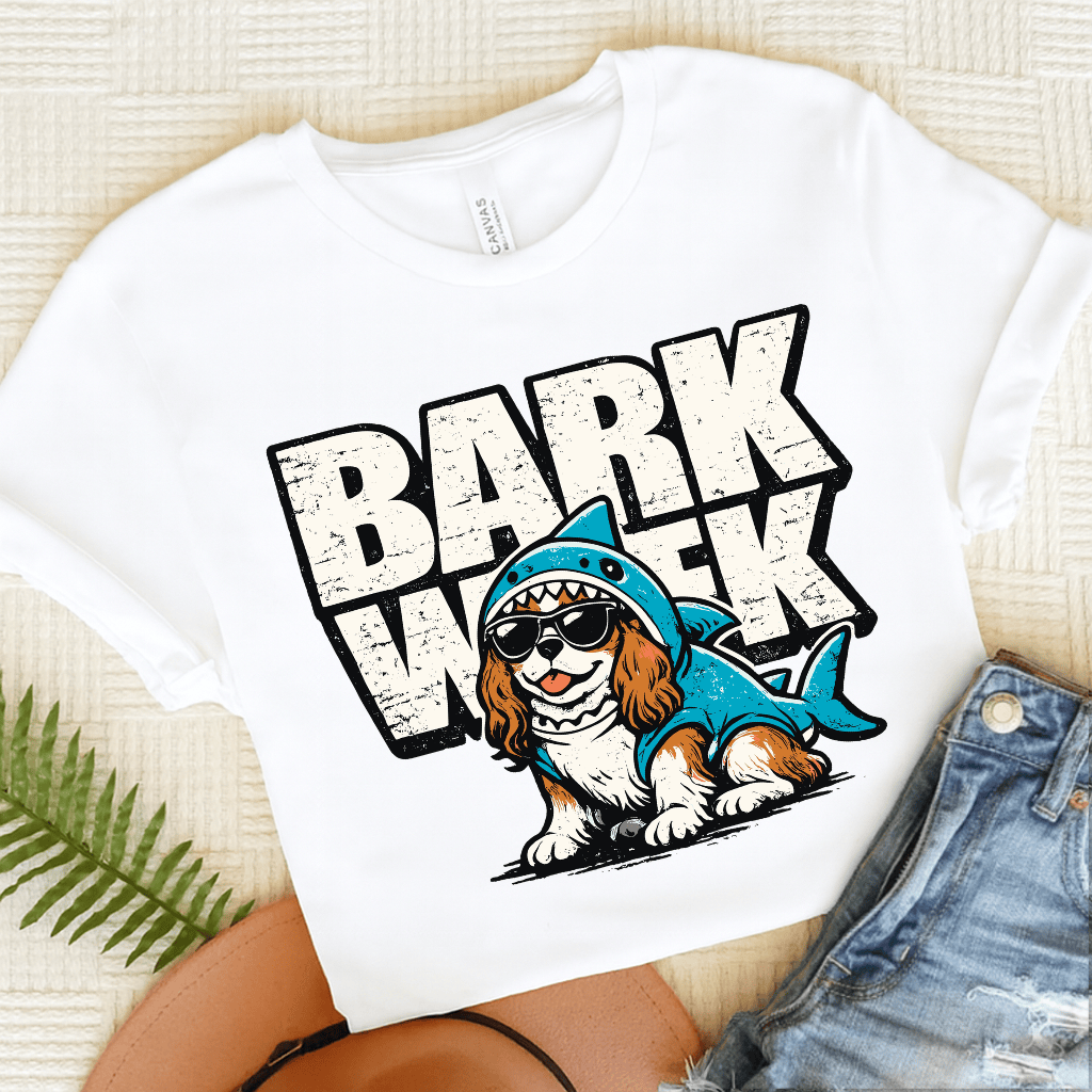 Personalized Cavalier Shark Week Unisex TShirt White