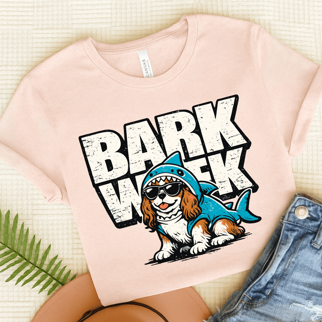 Personalized Cavalier Shark Week Unisex TShirt Soft Pink