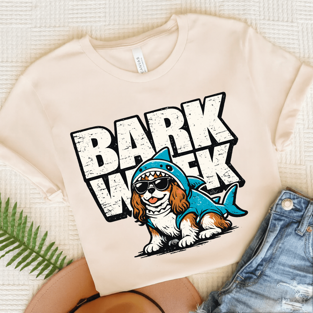 Personalized Cavalier Shark Week Unisex TShirt Natural
