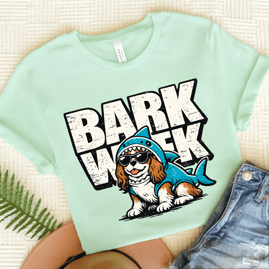 Personalized Cavalier Shark Week Unisex TShirt Heather Mint