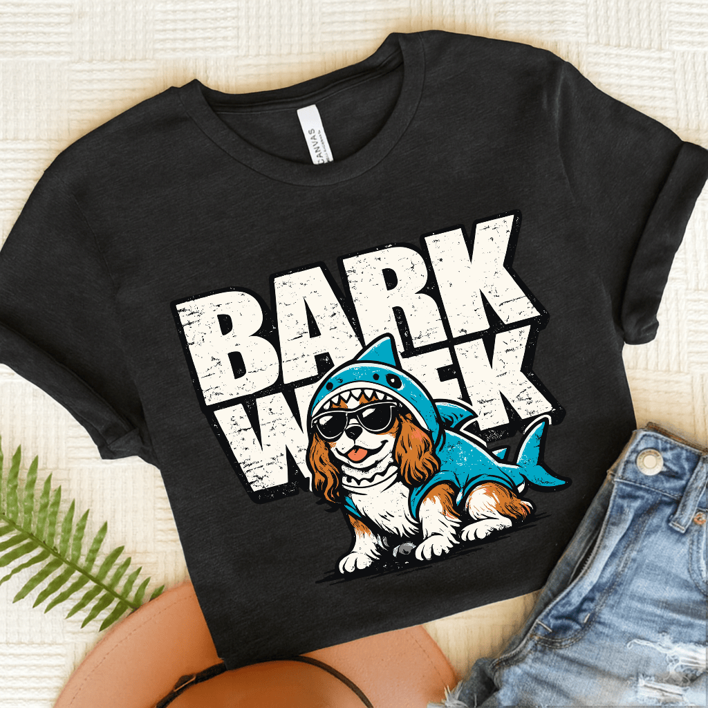 Personalized Cavalier Shark Week Unisex TShirt Dark Grey Heather