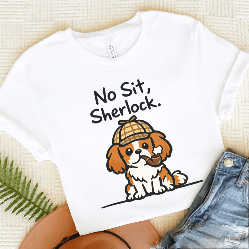 Personalized Cavalier Sherlock Unisex TShirt White
