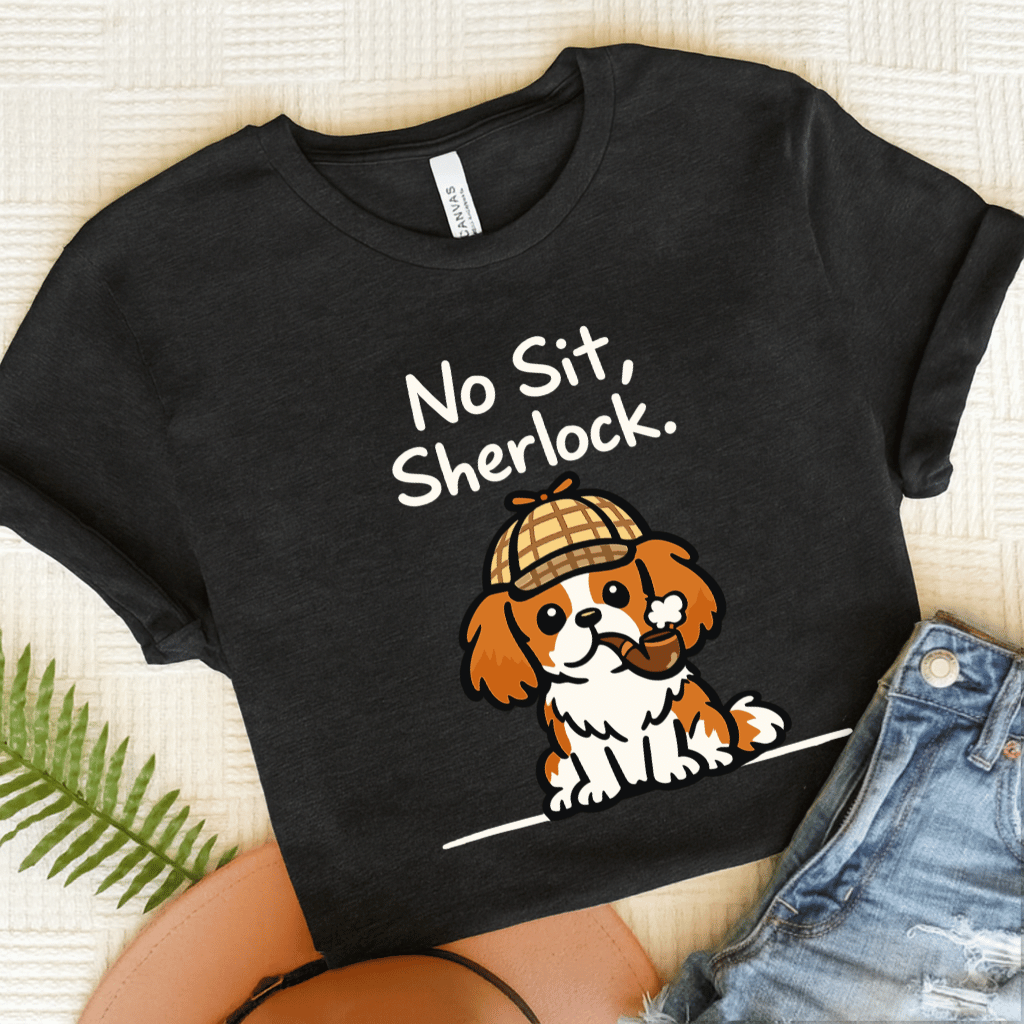 Personalized Cavalier Sherlock Unisex TShirt Dark Grey Heather